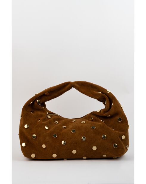 Lenyx camel fluwelen leren handtas - 42x35x8 cm