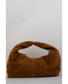 Lenyx camel fluwelen leren handtas - 42x35x8 cm