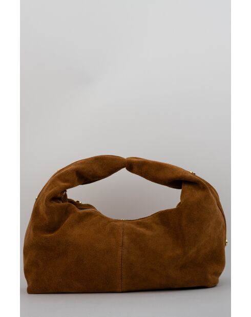 Lenyx camel fluwelen leren handtas - 42x35x8 cm