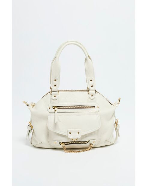 Cremefarbene Mini-Handtasche Odelia aus Leder - 29x22x3 cm