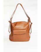 Effia Camel leren schoudertas - 36x31x14 cm