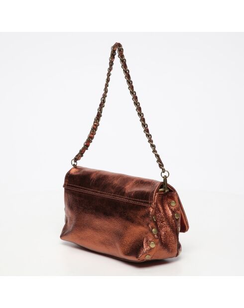 Donkerbronzen leren schoudertas Hero - 26x14x7,5 cm