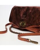 Donkerbronzen leren schoudertas Hero - 26x14x7,5 cm