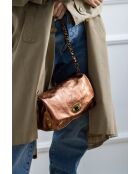 Donkerbronzen leren schoudertas Hero - 26x14x7,5 cm