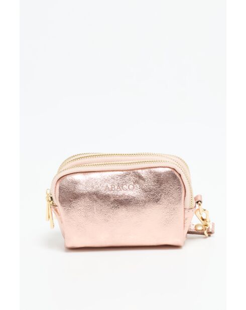 Portemonnaie aus metallischem Rotgold aus Leder - 11x7x4 cm