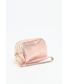 Cartera de piel en oro rosa metalizado - 11x7x4 cm