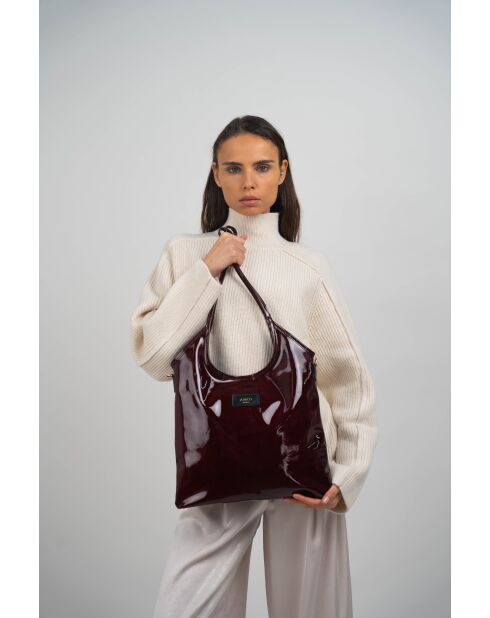 Bandolera de piel Neven rojo oscuro - 32x30x1 cm