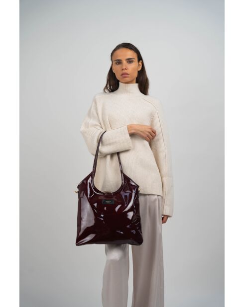 Bandolera de piel Neven rojo oscuro - 32x30x1 cm