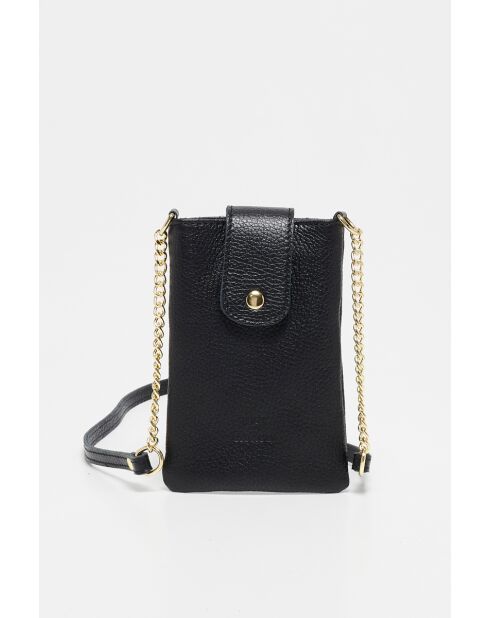 Funda para teléfono Grace de piel negra - 12x18x1 cm