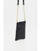 Funda para teléfono Grace de piel negra - 12x18x1 cm