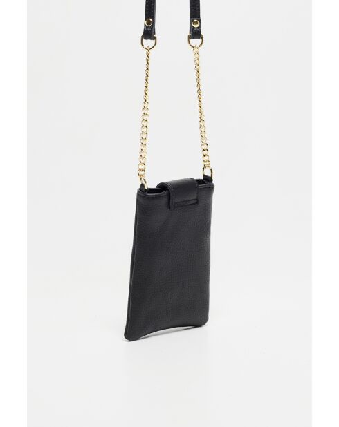 Funda para teléfono Grace de piel negra - 12x18x1 cm