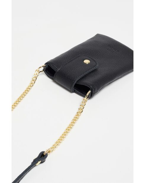 Funda para teléfono Grace de piel negra - 12x18x1 cm