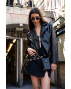 Funda para teléfono Grace de piel negra - 12x18x1 cm