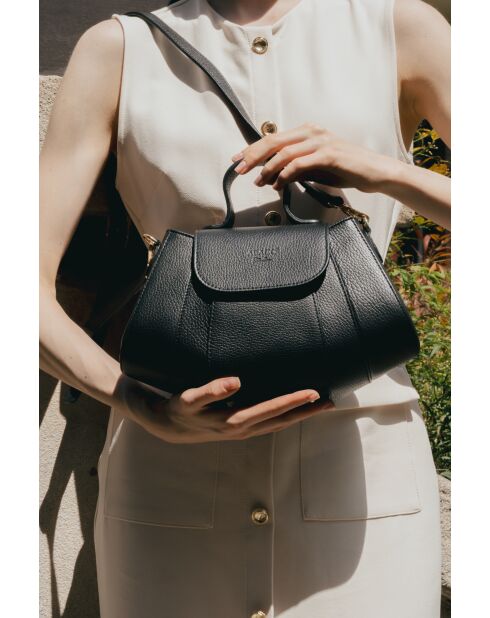 Schwarze Lara Lederhandtasche - 20x28x8 cm