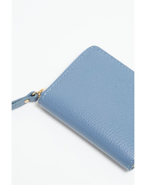 Portefeuille mini en Cuir gali bleue - 12x10 cm