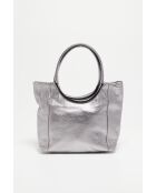 Julia zilveren leren handtas - 41x30x12 cm