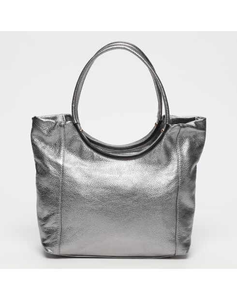 Julia silberne Lederhandtasche - 41x30x12 cm