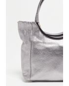 Julia zilveren leren handtas - 41x30x12 cm