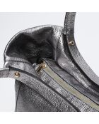 Julia zilveren leren handtas - 41x30x12 cm