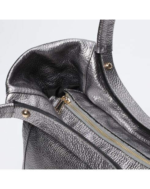 Julia zilveren leren handtas - 41x30x12 cm