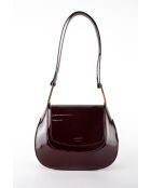 Sac bandoulière en Cuir wayne bordeaux - 22x22x7 cm