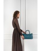 Handtas van eendenblauw gitleer - 22x33x11 cm