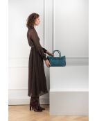 Handtas van eendenblauw gitleer - 22x33x11 cm