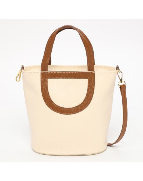 Saia Lederhandtasche Cremefarben/Kamel - 25x30x15 cm