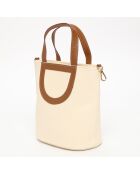 Saia Lederhandtasche Cremefarben/Kamel - 25x30x15 cm