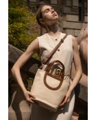 Saia Lederhandtasche Cremefarben/Kamel - 25x30x15 cm