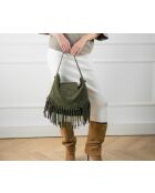 Vega fluwelen leren schoudertas flesgroen - 26x33x11 cm