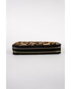 Portefeuille en Cuir edge motif leopard camel - 20x11x3,5 cm