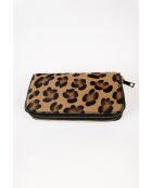 Portefeuille en Cuir edge motif leopard camel - 20x11x3,5 cm