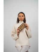 Portefeuille en Cuir edge motif leopard camel - 20x11x3,5 cm
