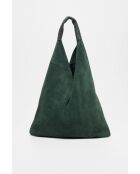 Sac à main en Velours de Cuir Deni Vert Militaire - 40x47 cm