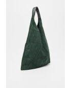 Sac à main en Velours de Cuir Deni Vert Militaire - 40x47 cm