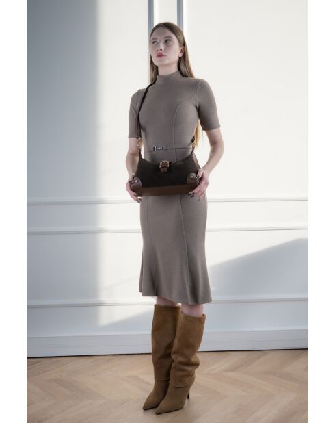 Kane Moka Schultertasche aus Samt, 26 x 17 x 7 cm