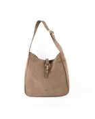 Lexi Schultertasche aus Samtleder in Taupe - 28x28x11 cm