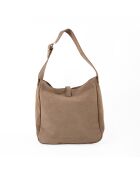 Lexi Schultertasche aus Samtleder in Taupe - 28x28x11 cm