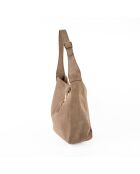 Lexi Schultertasche aus Samtleder in Taupe - 28x28x11 cm