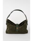 Ella groene fluwelen leren schoudertas - 25x29x9 cm