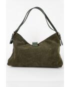 Ella groene fluwelen leren schoudertas - 25x29x9 cm