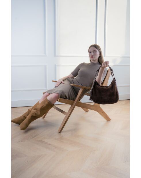 Kai Moka Schultertasche aus Samtleder, 30 x 25 x 10 cm