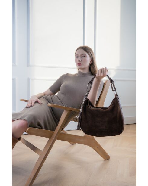 Kai Moka Schultertasche aus Samtleder, 30 x 25 x 10 cm