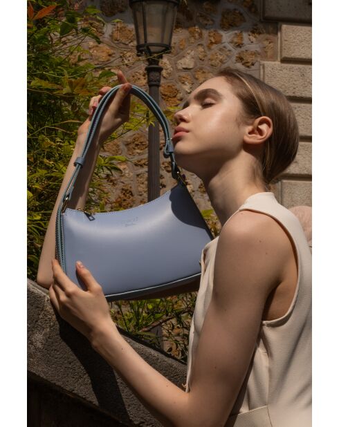 Juna hemelsblauwe leren schoudertas - 26x16x6 cm