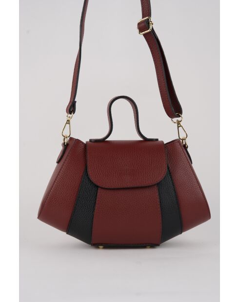 Bandolera Lara Bordeaux/de piel negra - 20x28x8 cm
