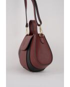 Bandolera Lara Bordeaux/de piel negra - 20x28x8 cm