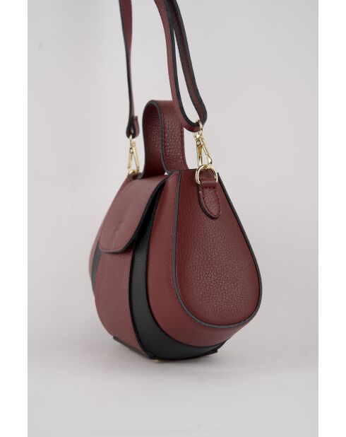 Bandolera Lara Bordeaux/de piel negra - 20x28x8 cm