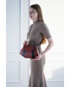 Bandolera Lara Bordeaux/de piel negra - 20x28x8 cm