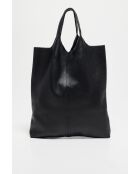 Sac cabas en Cuir Debie noir - 38x41x2 cm
